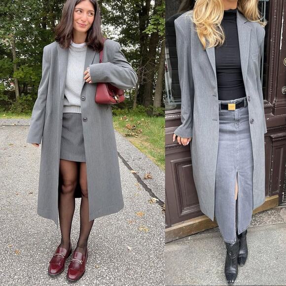 DJERF AVENUE Forever Long Blazer Coat in Grey Size XXL - Picture 5 of 16